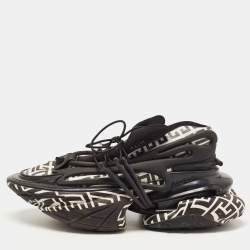 Balmain Black/White Leather and Rubber Lace Up Sneakers Size 43