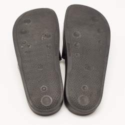 Balmain Black Logo Embroidered Leather Pool Slides Size 40