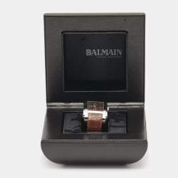 Balmain Brown Stainless Steel Leather B2721.52.54 Men's Wristwatch 32 mm