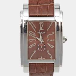 Balmain Brown Stainless Steel Leather B2721.52.54 Men's Wristwatch 32 mm