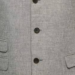 مملوكة مسبقًا Banana Republic Heritage Grey Button Front Slim Fit Blazer L