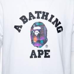 A Bathing Ape White City Logo Print Cotton Crew Neck T-Shirt XL