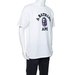 A Bathing Ape White City Logo Print Cotton Crew Neck T-Shirt XL