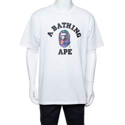 A Bathing Ape White City Logo Print Cotton Crew Neck T-Shirt XL