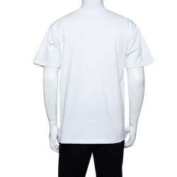 A Bathing Ape White Camo Logo Print Cotton Crew Neck T-Shirt L