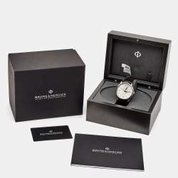 Pre Owned Baume & Mercier Silver Stainless Steel Alligator Leather Classima M0A08731 Men's Wristwatch 42 mm