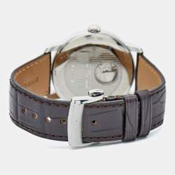 Pre Owned Baume & Mercier Silver Stainless Steel Alligator Leather Classima M0A08731 Men's Wristwatch 42 mm