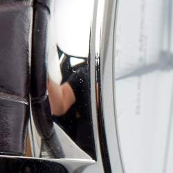 Pre Owned Baume & Mercier Silver Stainless Steel Alligator Leather Classima M0A08731 Men's Wristwatch 42 mm