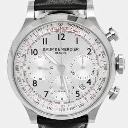 Baume & Mercier Silver Stainless Steel Leather Capeland MOA10005 Men's Wristwatch 42 mm