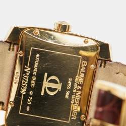 Baume & Mercier Silver 18k Yellow Gold Alligator Hampton 8258 Men's Wristwatch 38 mm