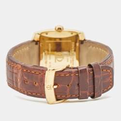 Baume & Mercier Silver 18k Yellow Gold Alligator Hampton 8258 Men's Wristwatch 38 mm