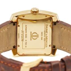 Baume & Mercier Silver 18k Yellow Gold Alligator Hampton 8258 Men's Wristwatch 38 mm