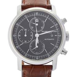 Baume & Mercier Black Stainless Steel & Leather Classima Executive 65533 Men's Wristwatch 42mm