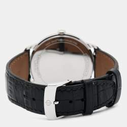 Pre Owned Baume & Mercier White Stainless Steel Leather Classima 10323 Men's Wristwatch 40 mm