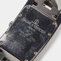 Pre Owned Baume & Mercier Silver White Stainless Steel Hampton 65310 Men's Wristwatch 26 mm