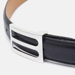 Berluti Black Leather Classic Buckle Belt 85CM