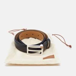 Berluti Black Leather Classic Buckle Belt 85CM