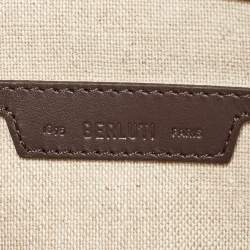 Berluti Olive Green Leather Tiriwa Scritto Pouch