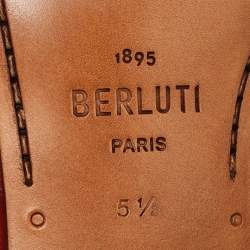 Berluti Brown Leather Strap Detail Penny Loafers Size 39.5