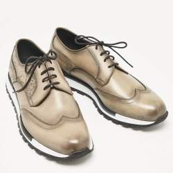 Berluti Olive Green Ombre Leather Fast Track Sneakers Size 42.5