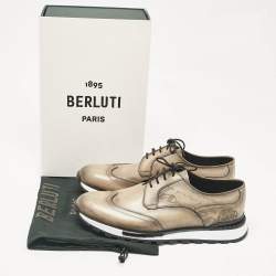 Berluti Olive Green Ombre Leather Fast Track Sneakers Size 42.5