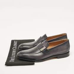 Berluti Grey Leather Penny Loafers Size 40.5