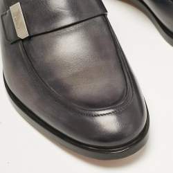 Berluti Grey Leather Penny Loafers Size 40.5