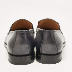Berluti Grey Leather Penny Loafers Size 40.5