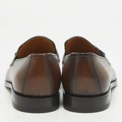 Berluti Brown Leather Penny Loafers Size 40.5