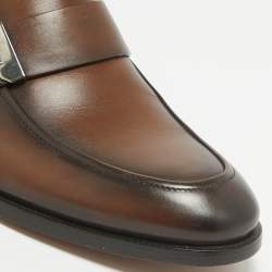 Berluti Brown Leather Penny Loafers Size 40.5