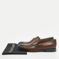 Berluti Brown Leather Penny Loafers Size 40.5