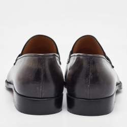 Berluti Two-Tone Grey Leather Penny Slip On Loafers Size 41.5