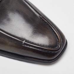 Berluti Two-Tone Grey Leather Penny Slip On Loafers Size 41.5