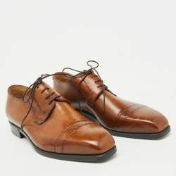 Berluti Brown Leather Lace Up Derby Size 41.5