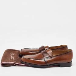 Berluti Brown Leather Penny Loafers Size 41