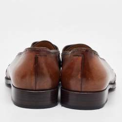 Berluti Brown Leather Penny Loafers Size 41