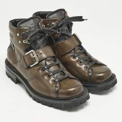 Pre Owned Berluti Brown/Black Leather Brunico 2 Ankle Boots Size 42