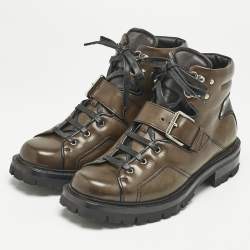 Pre Owned Berluti Brown/Black Leather Brunico 2 Ankle Boots Size 42