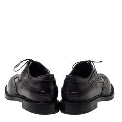 Berluti Dark Grey Brogue Leather Lace Up Oxfords Size 44