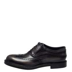 Berluti Dark Grey Brogue Leather Lace Up Oxfords Size 44