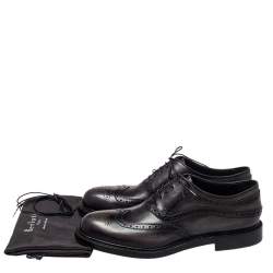 Berluti Dark Grey Brogue Leather Lace Up Oxfords Size 44