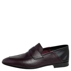 Pre Owned Berluti Burgundy Leather Lorenzo Penny Slip On Loafers Size 43