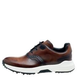 Berluti Brown Leather Golf Brogue Low Top Sneakers Size 42