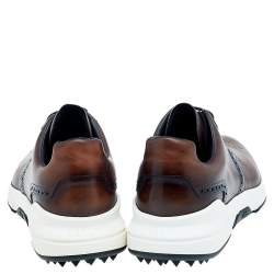 Berluti Brown Leather Golf Brogue Low Top Sneakers Size 42