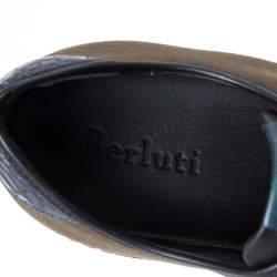 Berluti Black/Green Canvas and Leather Trim Playfield Sneakers Size 44