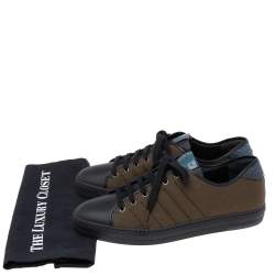 Berluti Black/Green Canvas and Leather Trim Playfield Sneakers Size 44