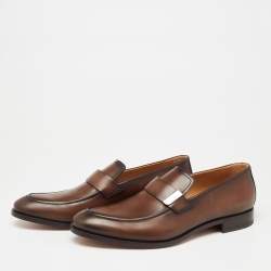 Pre Owned Berluti Brown Leather Slip On Loafers Size 43.5