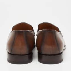 Pre Owned Berluti Brown Leather Slip On Loafers Size 43.5