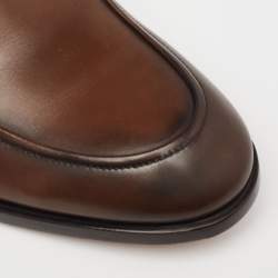 Pre Owned Berluti Brown Leather Slip On Loafers Size 43.5