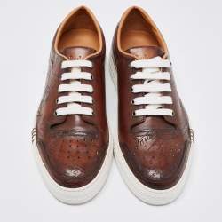 Pre Owned Berluti Brown Ombre Leather Playtime Lace Up Sneakers Size 43